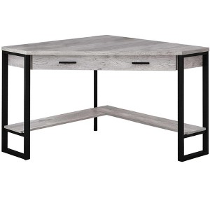 HomeRoots 42" Gray and Black Corner Computer Desk - 1 of 4