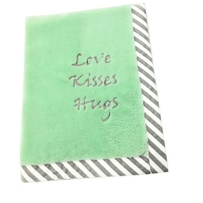 Bacati - Love Aztec Design/Print Gray Mint Love Kisses Hugs Embroidered Blanket