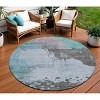 Teal Blue Aqua And Taupe Abstract Washable Indoor Outdoor Area Rug - 2 of 4