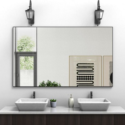 60x36in Rectangle Bathroom Mirror With Aluminium Frame Large Wall Mirrors, Wall Mounted Mirror, Hangs Horizontal Or Vertical Wall Decor