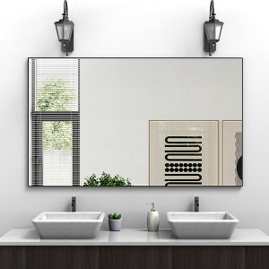 60x36in Rectangle Bathroom Mirror With Aluminium Frame Large Wall Mirrors, Wall Mounted Mirror, Hangs Horizontal Or Vertical Wall Decor - 1 of 4