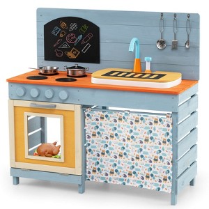 Costway Play Kitchen for Kids Wooden Toy Kitchen Playset with Removable Circulation Faucet - 1 of 4