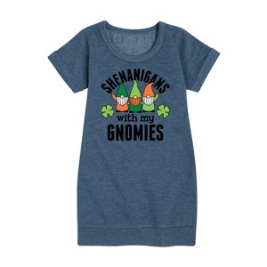 - Instant Message - St. Patrick's Day Shenanigans with my Gnomies Graphic Short Sleeve Fleece Dress - 1 of 4