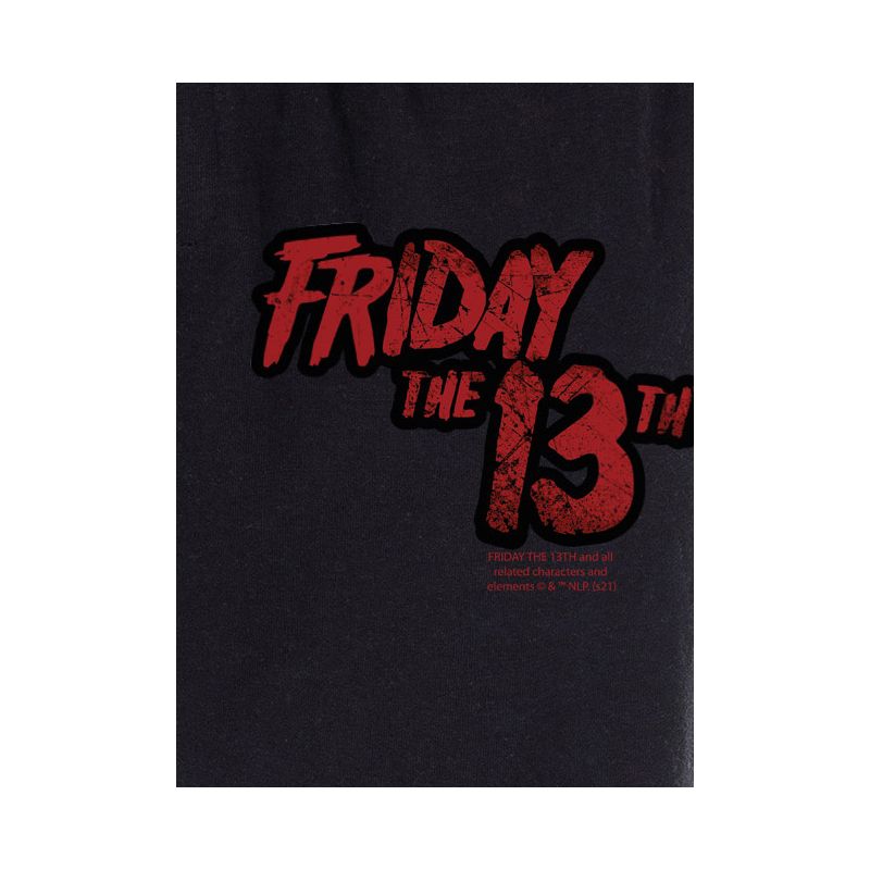 Friday The 13th Men's Movie Film Logo Loungewear Sleep Bottoms Pajama Pants Black, 3 of 4