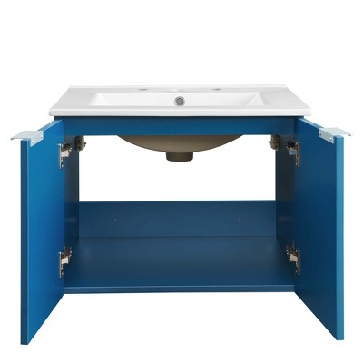 Maybelle Navy White 24" Wall-Mount Modern Bathroom Vanity