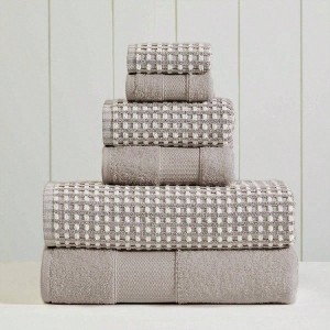 6 - Piece 100 Combed Cotton Yarn Dyed Towel Set Flax Bath Towel- 27"x54", Hand Towel- 16"x28", Washcloth- 13"x13" - 1 of 4