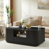 APRILSOUL46.5"modern luxury oval coffee table with drawers and storage compartments, curved contour design - 3 of 4