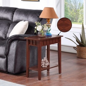 HomeStock Belmont End Table with Shelf Unique Diamond Shaped Tabletop Two-Tier Storage Solid Wood Legs Modern Accent Furniture Piece - 1 of 4