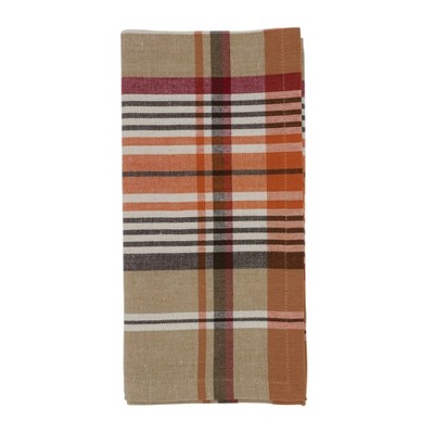 Saro Lifestyle Multi-Color Table Napkins With Plaid Design (Set of 4), 20"x20", Multi