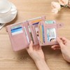 Clotth Small Wallets for Women - RFID Blocking Leather Bifold Double Zipper Wallet,Card Case Purse with 2 ID Windows - 2 of 4