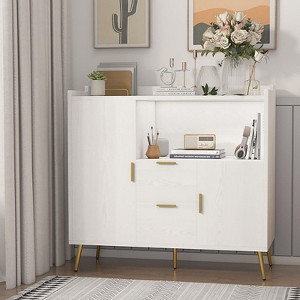 Buffet Cabinet with Drawers（of 2 set), 40" Sideboard Buffet Storage Cabinet with Shelves and Doors - 1 of 4