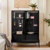 51.2''H Glass Display Cabinet with LED Lighting,2 Drawers & Adjustable Shelves,Modern Curio Pantry for Living Room Kitchen-Baofuwish - 2 of 4
