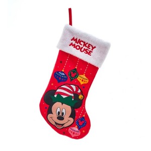 Kurt Adler Officially Licensed Disney Applique Christmas Stocking with Plush Collar, Mickey Mouse, 19" - 1 of 1