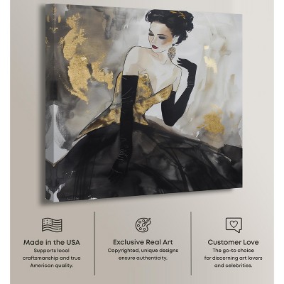 Golden Glam Abstract Fashion Canvas Wall Art, 12" x 12"