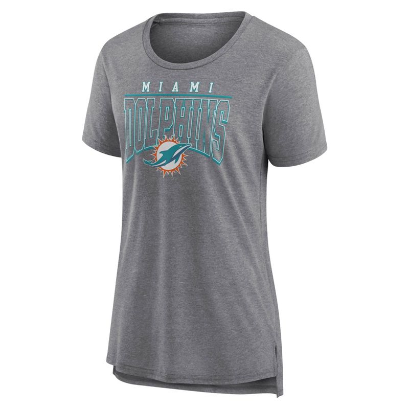 NFL Miami Dolphins Women&#39;s Champ Caliber Heather Short Sleeve Scoop Neck Triblend T-Shirt, 2 of 4