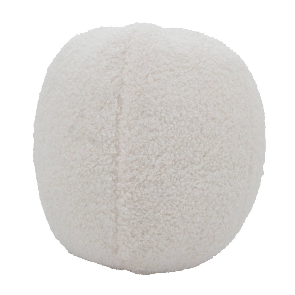 Photos - Pillow 10" Fuzzy Fantasy Faux Fur Ball Poly Filled Round Throw  Ivory - Sar