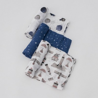 Image of Little Unicorn Cotton Muslin Swaddle Blanket - Ground Control - 3pk