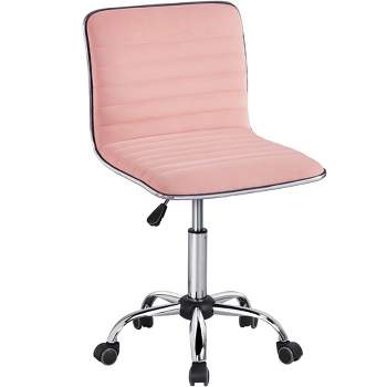 Yaheetech Velvet Low Back Armless Desk Chair Office Chair with Wheels
