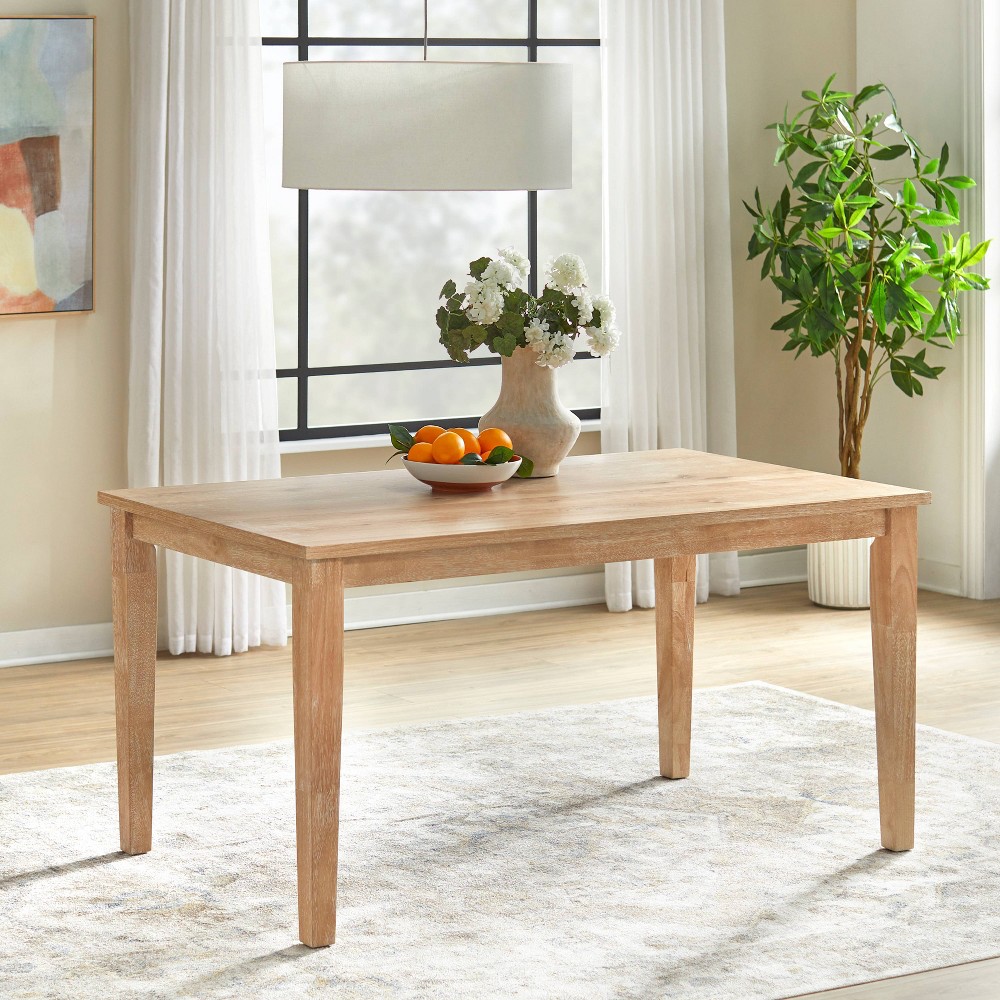 Lifestorey Peggy Farmhouse Rectangular Dining Table Weathered Light Oak