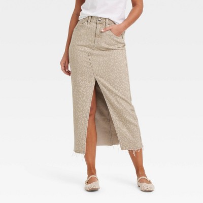 Women's Denim Maxi Skirt - Universal Thread™ Light Leopard