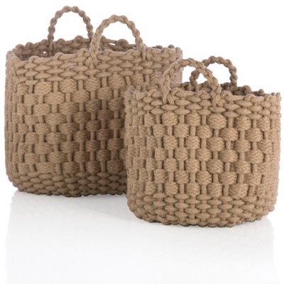 Assorted Set Of 2 Round Dharma Baskets  - Brown - Shiraleah