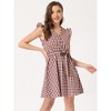 Allegra K Women's Casual Ruffled Sleeve A-Line Vintage Gingham Check Dress - 3 of 4