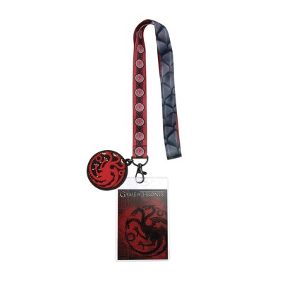 Crowded Coop, LLC Game of Thrones House Targaryen Lanyard w/ PVC Charm