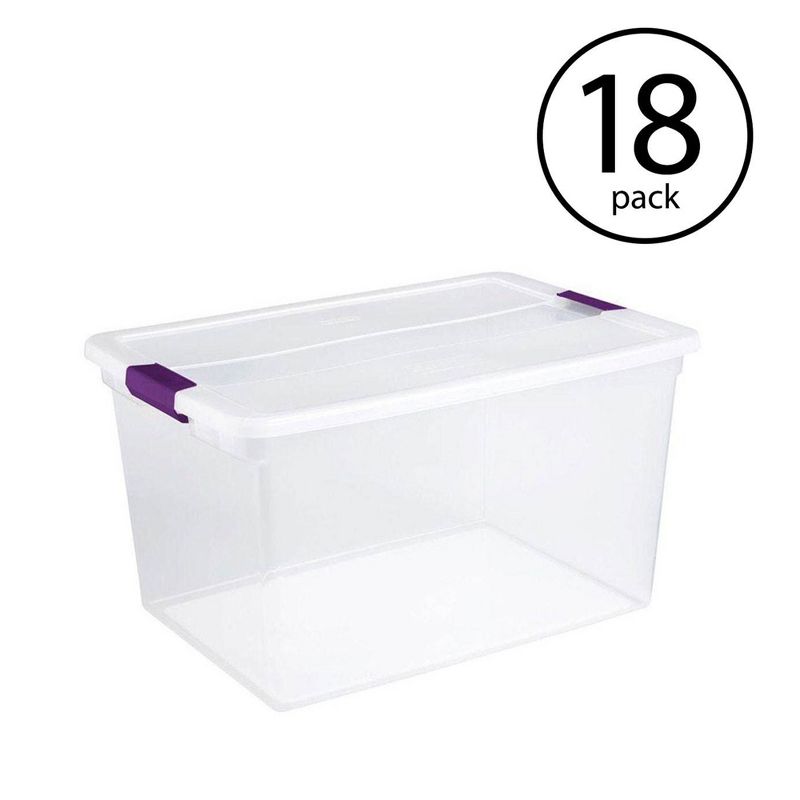 Sterilite 66 Quart Clear Plastic Latching Handle Storage Container Tote, 1 of 7