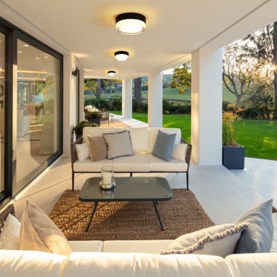 Vynxaria Small Size Flush Mount Ceiling Light 24W Glass Lampshade 2700K Ceiling Light Fixture