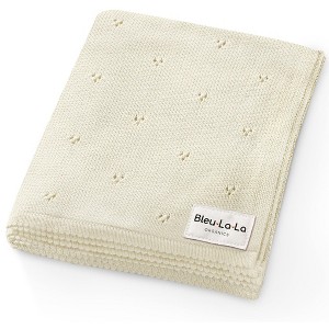 Luxury 100% Organic Cotton Pointelle Baby Receiving Swaddle Blanket for Infants Boys and Girls - 1 of 4