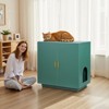 VEVOR Cat Litter Box Enclosure, 31.5 in Hidden Litter Box Cabinet, Wooden Indoor Cat Washroom with Ventilated Holes, Green - 2 of 4