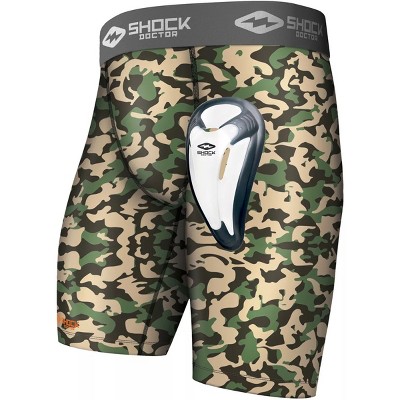 Shock Doctor Adult Core Compression Shorts with Bio-Flex Cup - Amoeba Camo