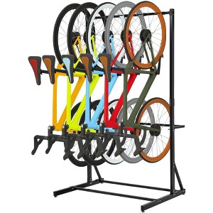 Coucheta Freestanding Bike Rack, 5 Bikes Capacity 400 LBS, Vertical Bike Storage Stand for Garage, Indoor Bicycle Organizer, Holds Up to 5 Bikes - 1 of 4