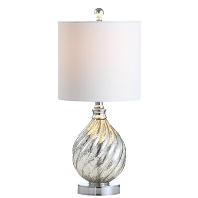 20.5" Glass/Metal Lawrence Table Lamp (Includes LED Light Bulb) Silver - JONATHAN Y