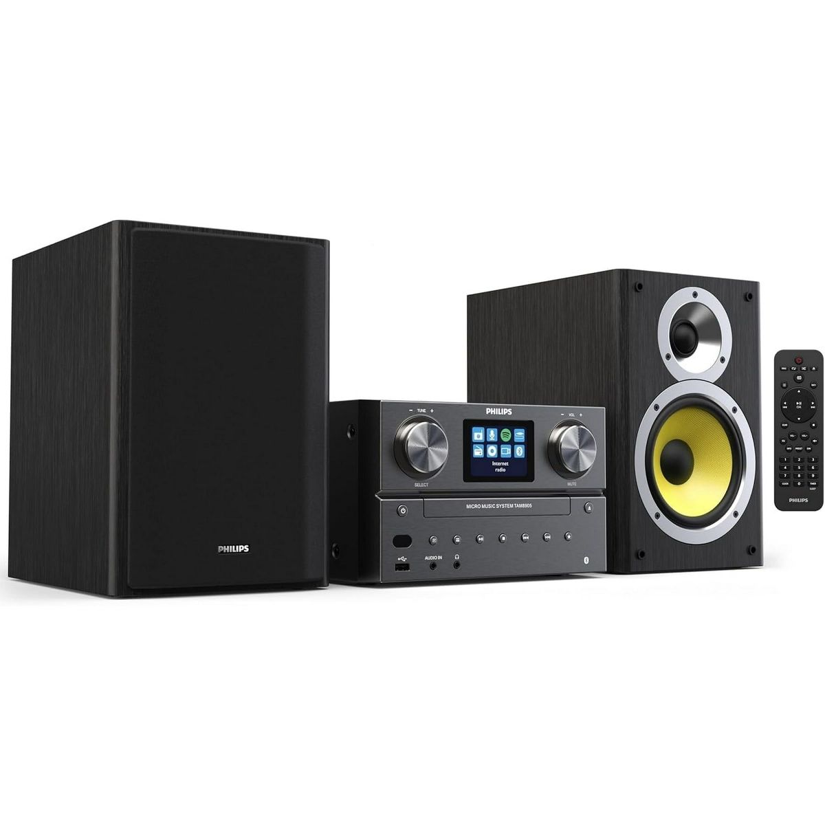 PHILIPS Bluetooth & Wi-Fi Stereo System with CD Player, Spotify Connect, Internet Radio, FM Radio, MP3/USB Playback, Rich Bass, Hi-Fi Speakers, 100W