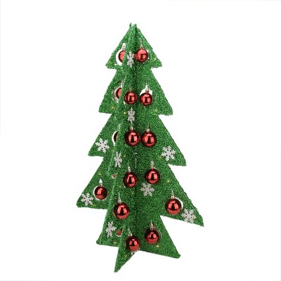 Northlight 28" Prelit Artificial Christmas Tree Battery Operated Table Top Green Tinsel