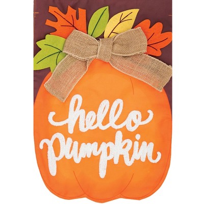 Home & Garden 18.0" Hello Pumpkin Applique Flag Double Sided Custom Decor  -  Flags