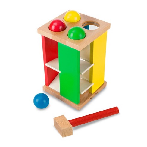 Melissa Doug Deluxe Pound And Roll Wooden Tower Toy With Hammer Target