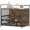 FURNIinspire Pet Crates And Houses Metal Dog Crate Pet Cage, Furniture Style Heavy Duty Pet Crate With Adjustable Raised Feeder, Brown, 30"*48"*43" - 4 of 4