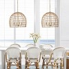 Dewdrop Farmhouse Rattan Dome Pendant Light 4-Light Woven Chandelier with Gold Canopy for Kitchen Island Dining Room - 4 of 4