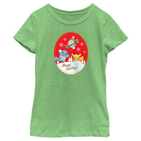 Girl's Pokemon Christmas Happy Holidays Patch T-Shirt - image 1 of 4