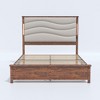 King Size Platform Bed with Upholstered Headboard, Charging Station and LED Lights - 4 of 4