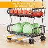Simple Trending 4 Tier Rolling Cart, Stackable Fruit Vegetable Basket with Wheels and 2 Hanging Basket,Black - 2 of 4