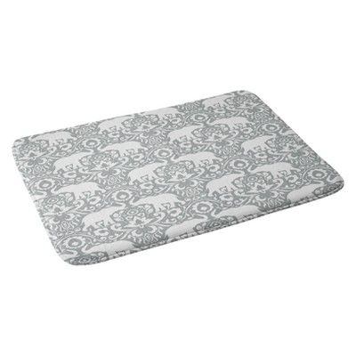 Jacqueline Maldonado Elephant Damask Paloma Bath Rugs and Mats Gray 24" x 36" - Deny Designs