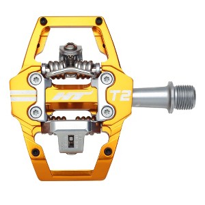 HT T2 Dual Sided Clipless Platform Pedals 9/16" Chromoly Axle Alloy Body Orange - 1 of 1