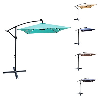 Outdoor Patio Umbrella, Waterproof 6 Ribs Umbrella with Crank and Cross Base for Garden Deck Backyard Pool Shade Outside Deck Swimming Pool