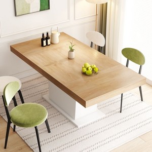 FUFU&GAGA Light Oak Rectangular Dinner Table for Dining Room Kitchen Living Room - 1 of 4