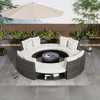 9 PCS Outdoor Rattan Conversation Set, Patio Circular Sofa Set with Tempered Glass Coffee Table-ModernLuxe - 2 of 4