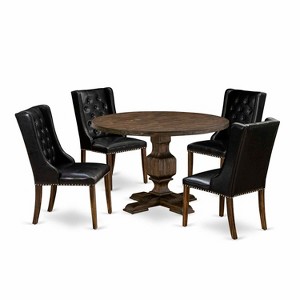 HomeStock 3-Piece Distressed Jacobean Finish Solid Wood Top Dining Table with 2 Chairs - 1 of 4