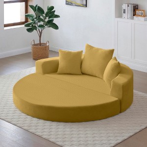 Queen-Size Corduroy Convertible Adjustable Futon Sofa Couch Bed with Multi-Functional Design - 1 of 4